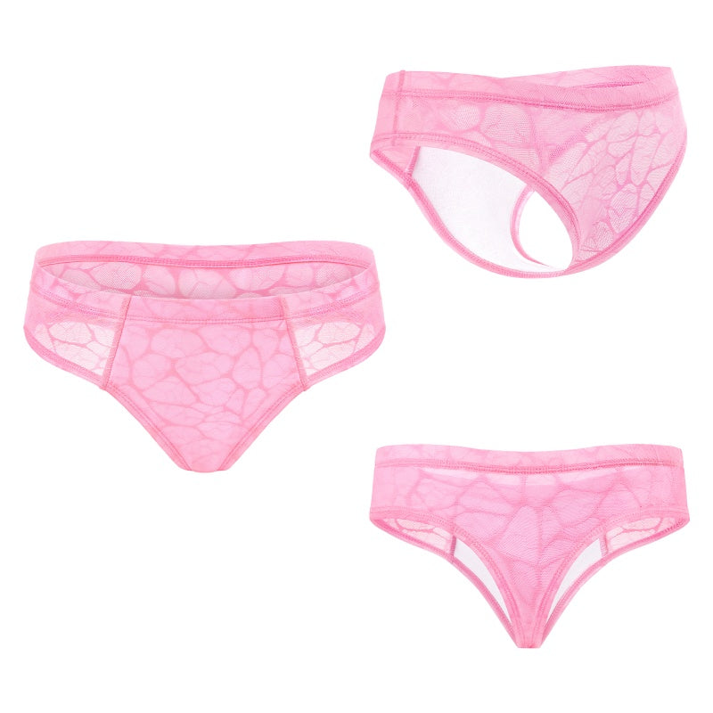 LittleForBigメンズ Tバックパンティー タッキングギャフ ブラジリアンチーキー【メッシュテクスチャー柄】下着 シェイプブリーフ スムース柔軟メッシュ ピンク MUP530-C01