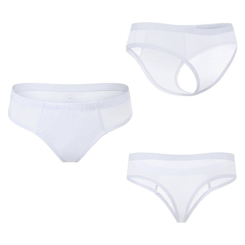 LittleForBigメンズ Tバックパンティー タッキングガフ ブラジリアンチーキー 下着 シェイプブリーフ スムース柔軟メッシュ ハーフバックデザイン ストレッチウエストと脚口 軽量 インナー 通気性 白 MUP530W