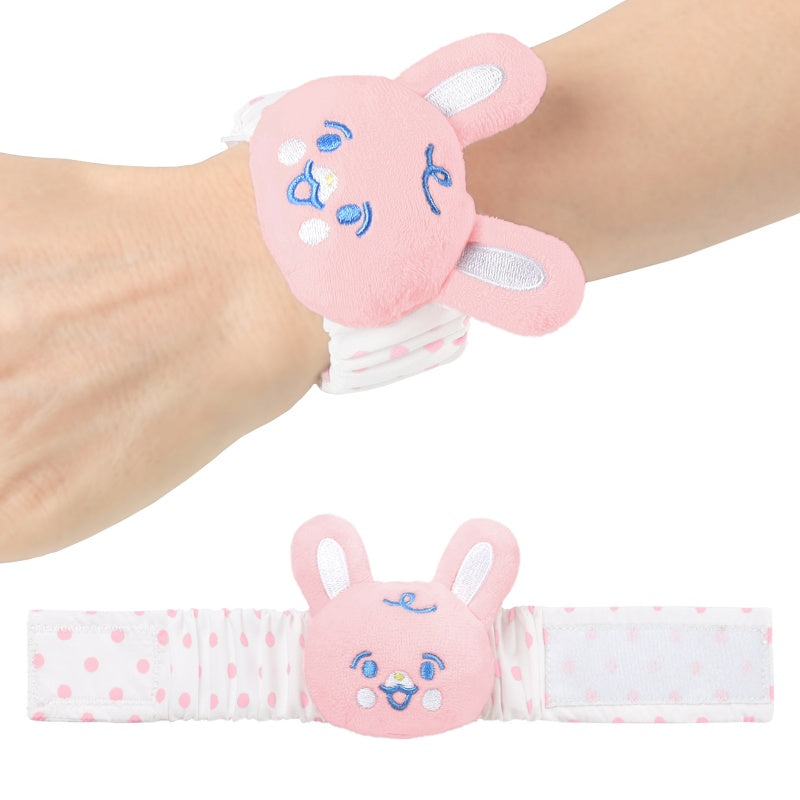 LittleForBig大人 手首ラトル2個セット【ウサギちゃん】遊園地のテーマ ベル付き 伸縮性リストバンド ぬいぐるみ 水玉柄調節可能な面ファスナー式ストラップ ピンク WR004P-S201