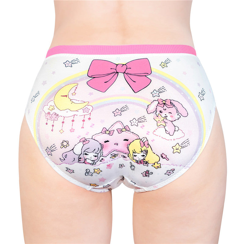LittleForBigレディースシルキーパンティー【夢の国の小さな妖精たち】蝶結び 下着 快適フィット ピンク UP233P