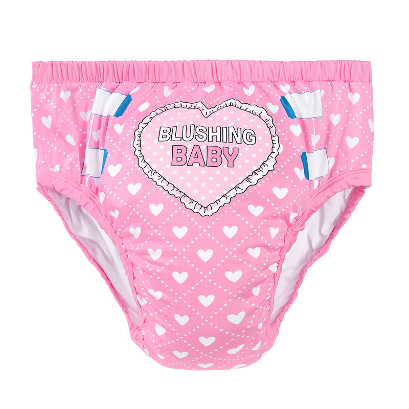 LittleForBig大人用シルキー単体で使えるトレーニングパンツ【照れくさいハート柄】吸収・防漏・通気性 ストレッチウェストで快適 洗濯可 ピンク DC308P