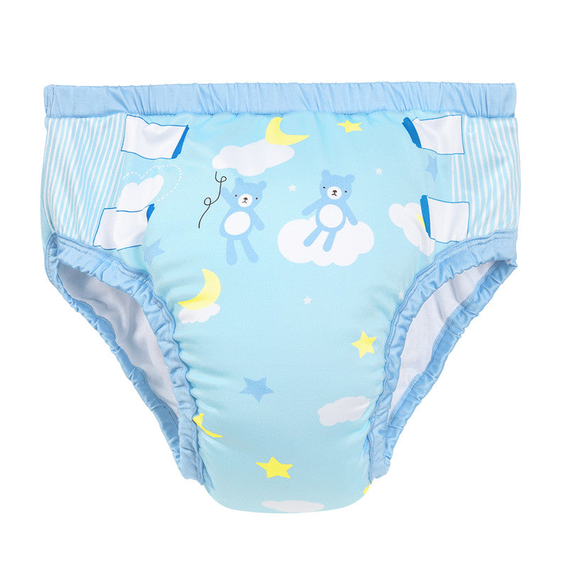 LittleForBig大人用シルキー単体で使えるトレーニングパンツ【ベアちゃん】ウェストゴム付き 吸収層入り 通気性 洗濯可 快適フィット ブルー DC304B