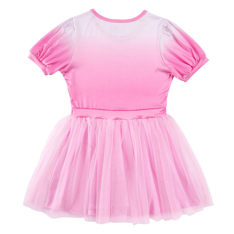 LittleForBigレディース シルキードレス【ピンキー美姫ちゃん】ふわりスカート メッシュボディコンドレス パフスリーブ グラデーションピンク 3003P