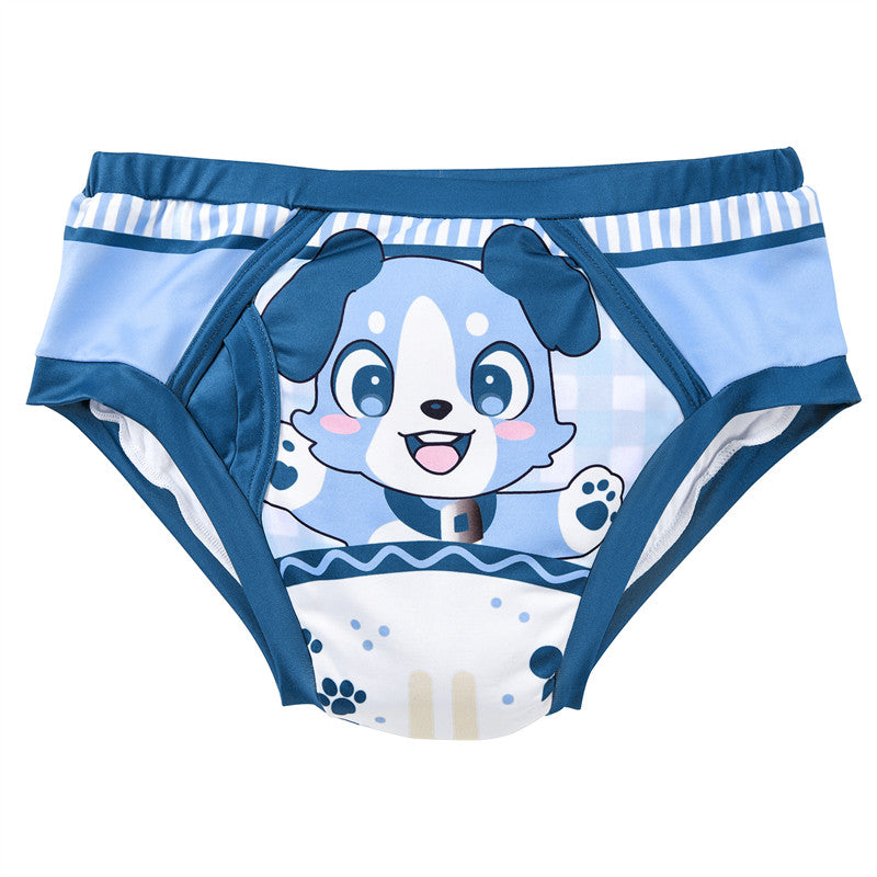 LittleForBig大人用シルキー単体で使えるトレーニングパンツ ブリーフ式【あおちゃん】飾りフロント 吸収・防漏・通気性 ストレッチウェストで快適 洗濯可 ブルー DC322B