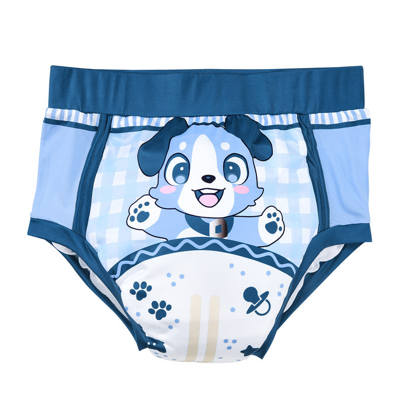 LittleForBig大人用シルキー単体で使えるトレーニングパンツ ハイウエストブリーフ式【あおちゃん】吸収・防漏・通気性 ストレッチウェストで快適 洗濯可 ブルー DC325B