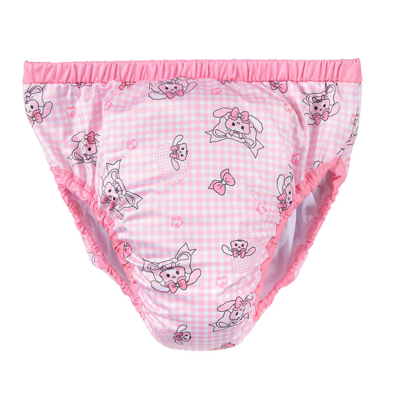 LittleForBig大人用シルキー単体で使えるトレーニングパンツ【うさぎとリボン】格子縞 吸収・防漏・通気性 ストレッチウェストで快適 洗濯可 ピンク DC319P