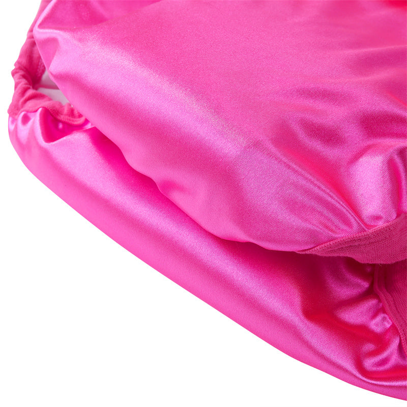 Littleforbig大人単体で使えるトレーニングパンツ 光沢サテン【お姫様スカート】蝶結びとフリル付き 吸収・防漏・通気性 ストレッチウェストで快適 洗濯可 ローズ DC302F
