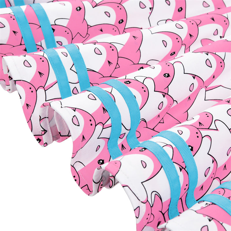 LittleForBigレディース シルキーミニドレス【友たちサメちゃん】総柄 袖なしドレス スカート 丸ネック 隠しジッパー ピンク 336P