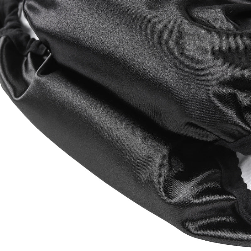 Littleforbig大人単体で使えるトレーニングパンツ 光沢サテン【お姫様スカート】蝶結びとフリル付き 吸収・防漏・通気性 ストレッチウェストで快適 洗濯可 黒 DC302H