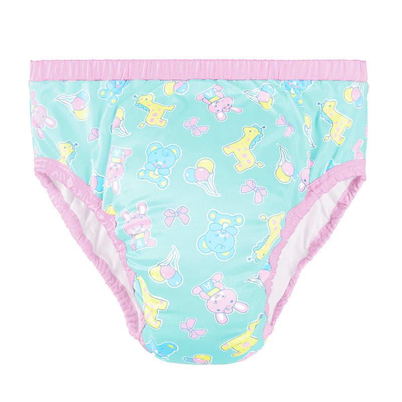 LittleForBig大人用シルキー単体で使えるトレーニングパンツ【遊園地】吸収・防漏・通気性 ストレッチウェストで快適 洗濯可 緑 DC312V