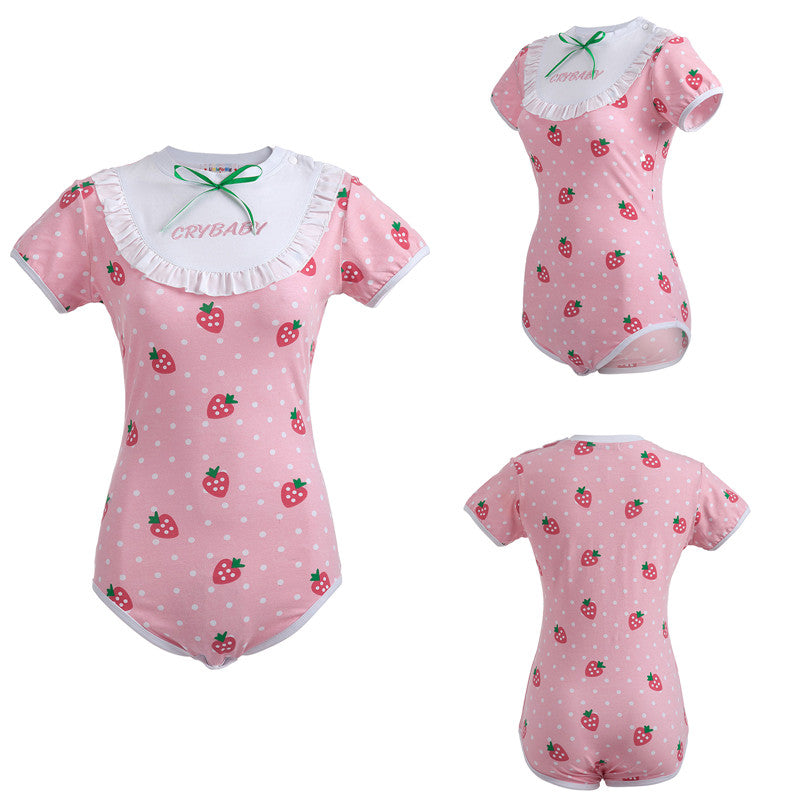 LittleForBig大人用ロンパース【可愛いイチゴ柄】015