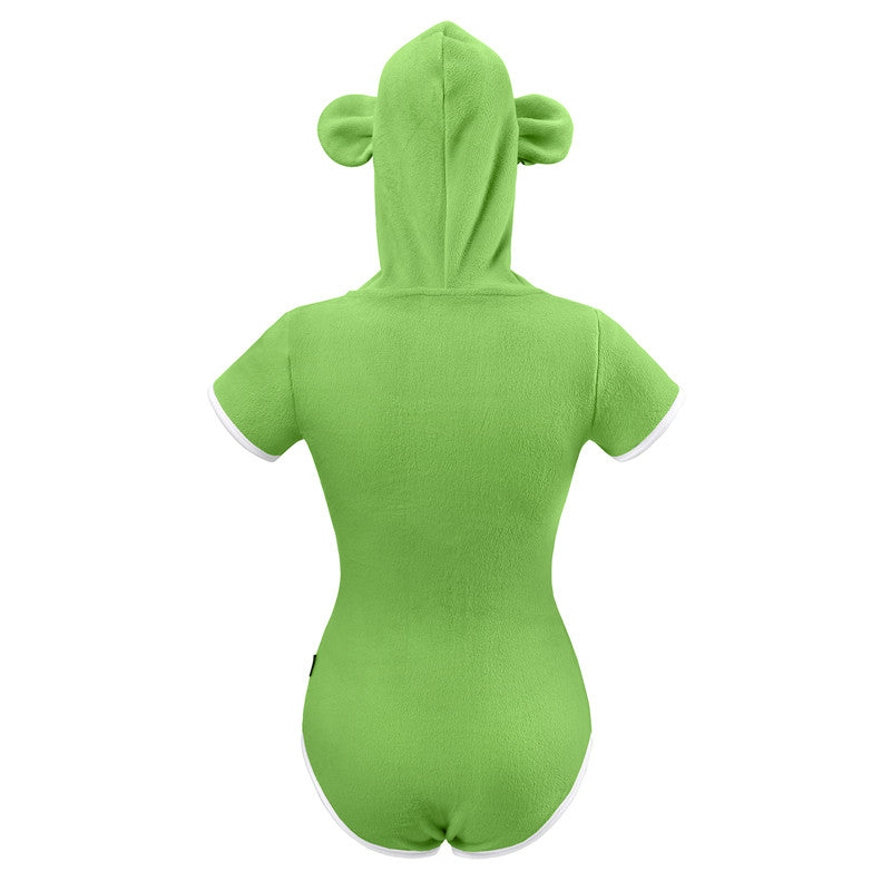 LittleForBig大人用ロンパース 着ぐるみ【幸運 テディベア】 パーカー 緑 057V