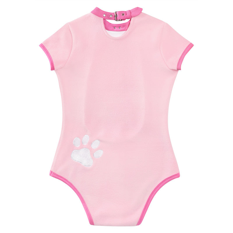 LittleForBig 大人用ロンパース 首輪【プリティーペット】 綿パジャマ ピンク 1020