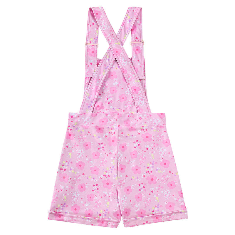 LittleForBig大人用オーバーオールインワン【かえると花】 ポケット付 205