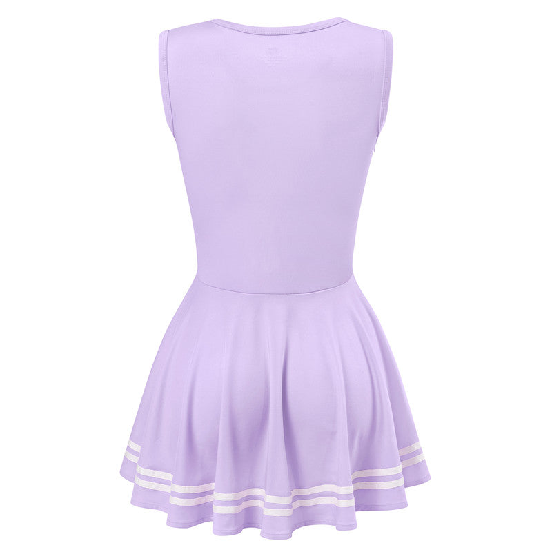 LittleForBig ワンピースドレス【応援シシー】滑らかな生地 紫 333Z