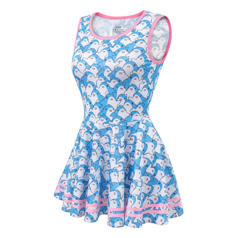 LittleForBig 女子ワンピースドレス スベスベシルキー触感 ミニスカート【友たちサメちゃん】336