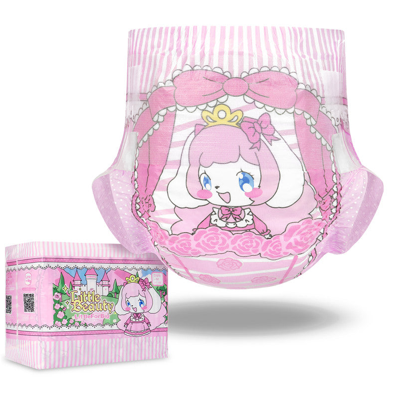 LittleForBig大人用不織布おむつ 可愛い絵柄【ピンキー美姫ちゃん】消える花印 厚型 10枚入 D33