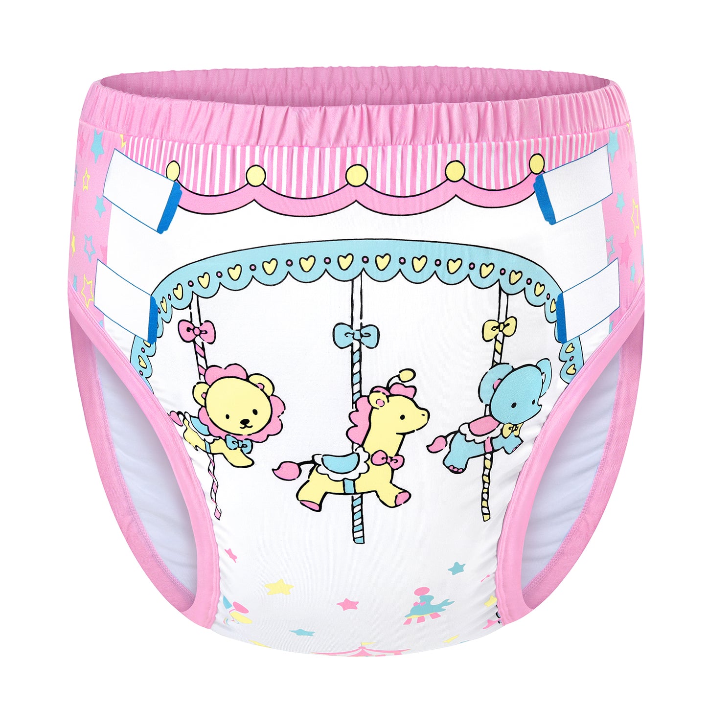 LittleForBig大人用シルキー単体で使えるトレーニングパンツ【サーカス】 吸収・防漏・通気性 ストレッチウェストで快適 洗濯可 ピンク DC305P