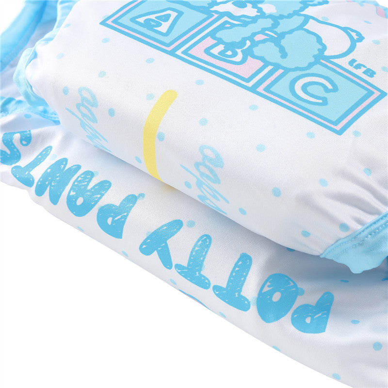 LittleForBig大人用シルキートレーニングパンツ【ふわふわ テディパンツ】 ウェストゴム付き 弾力性あり 漏れ防止 通気性 洗濯可 ブルー DC306B