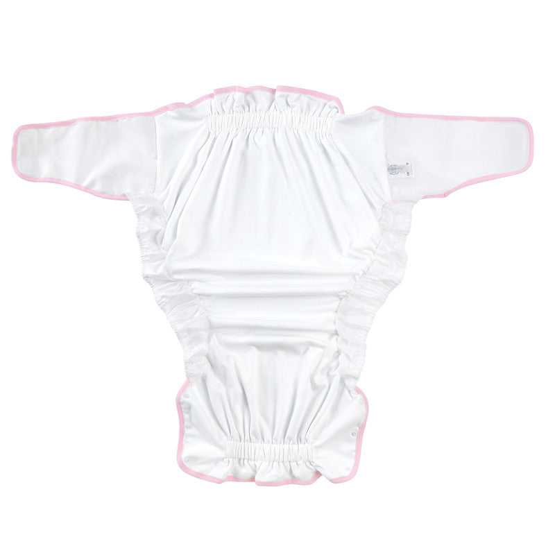 LittleForBig大人用シルキー布おむつカバー【遊園地】総柄 レースと蝶結び 調整可ウェスト 3層通気性・防水・漏れ防止 洗濯可 緑 DC406V