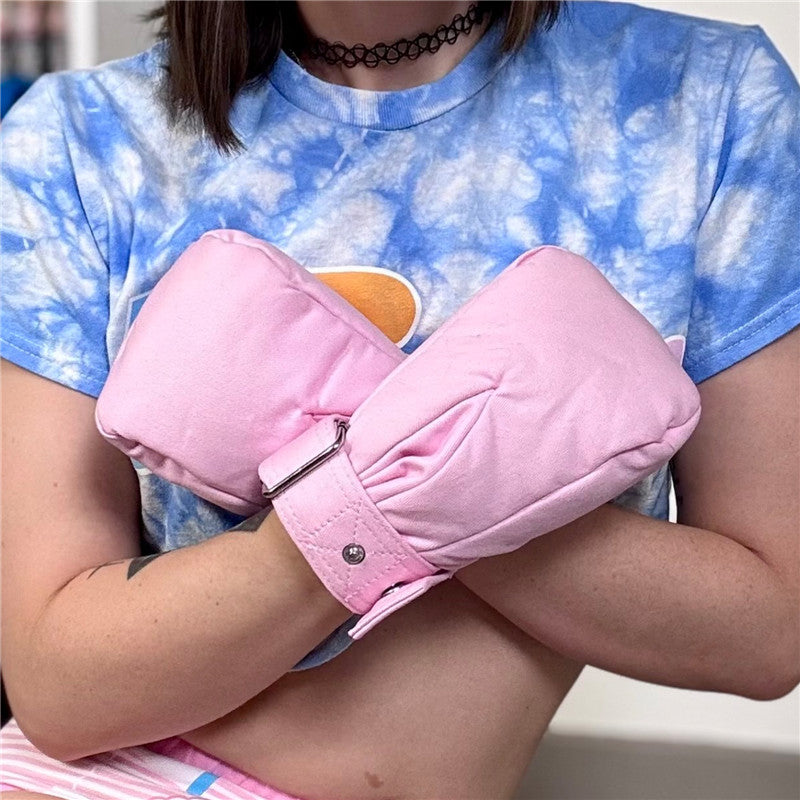 LittleForBig ミトン 大人用 ソフト【ベビーソフト】拘束バンド付き 指しゃぶり防止 ピンク GL03P