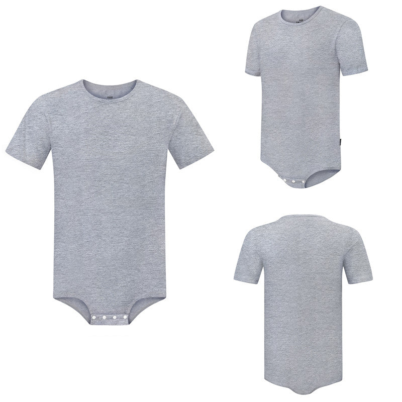 LittleForBig 男子ロンパース 無地 綿パジャマ ダークグレー M101D