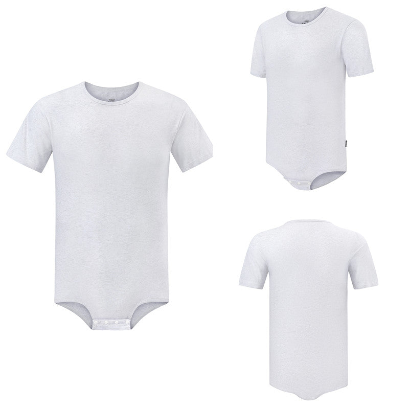 LittleForBig 男子ロンパース 無地 綿パジャマ グレー M101G