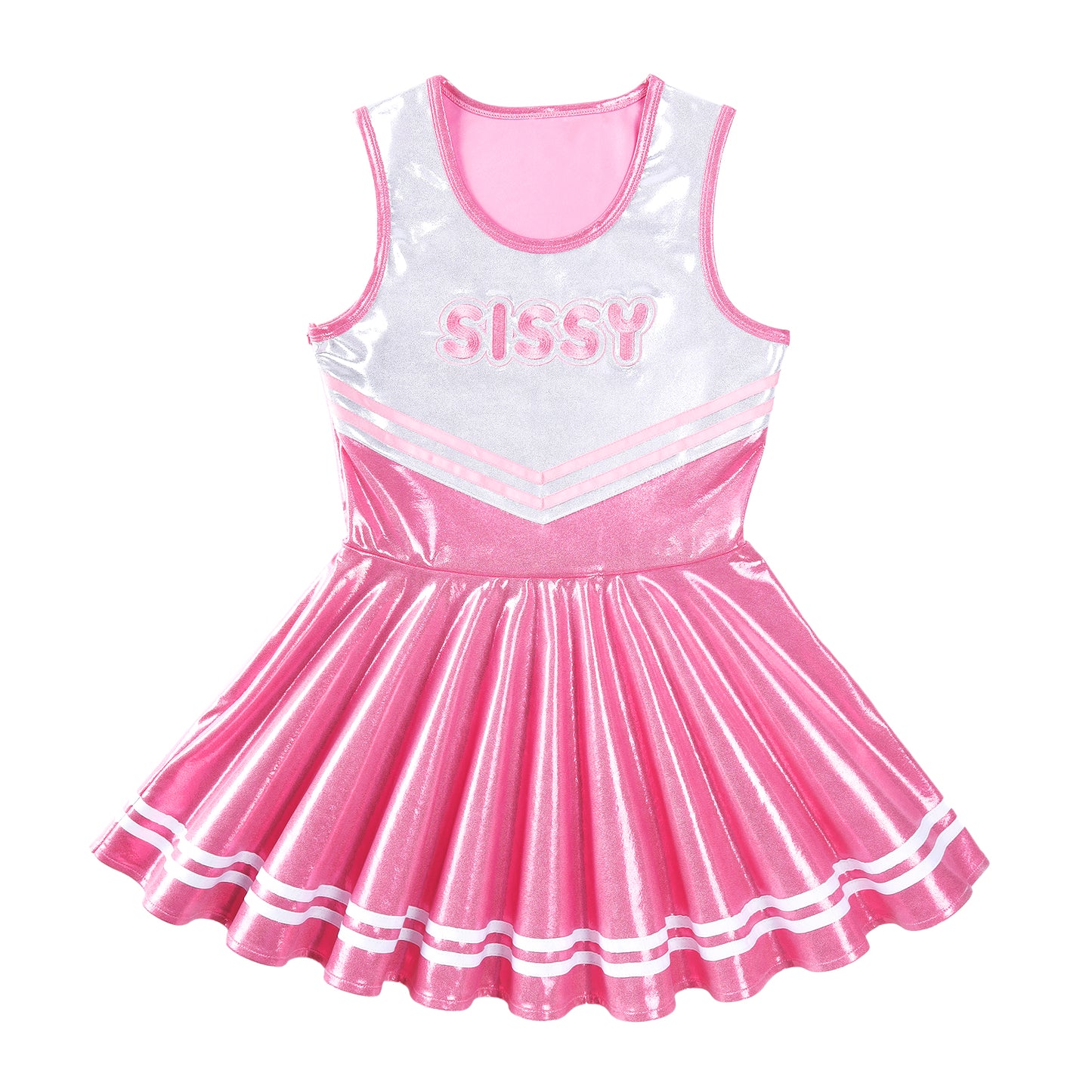 LittleForBigユニセックスワンピース 袖なしドレス【スパークルメタリック】 チアリーダー スカート 光沢 ピンク M3002P