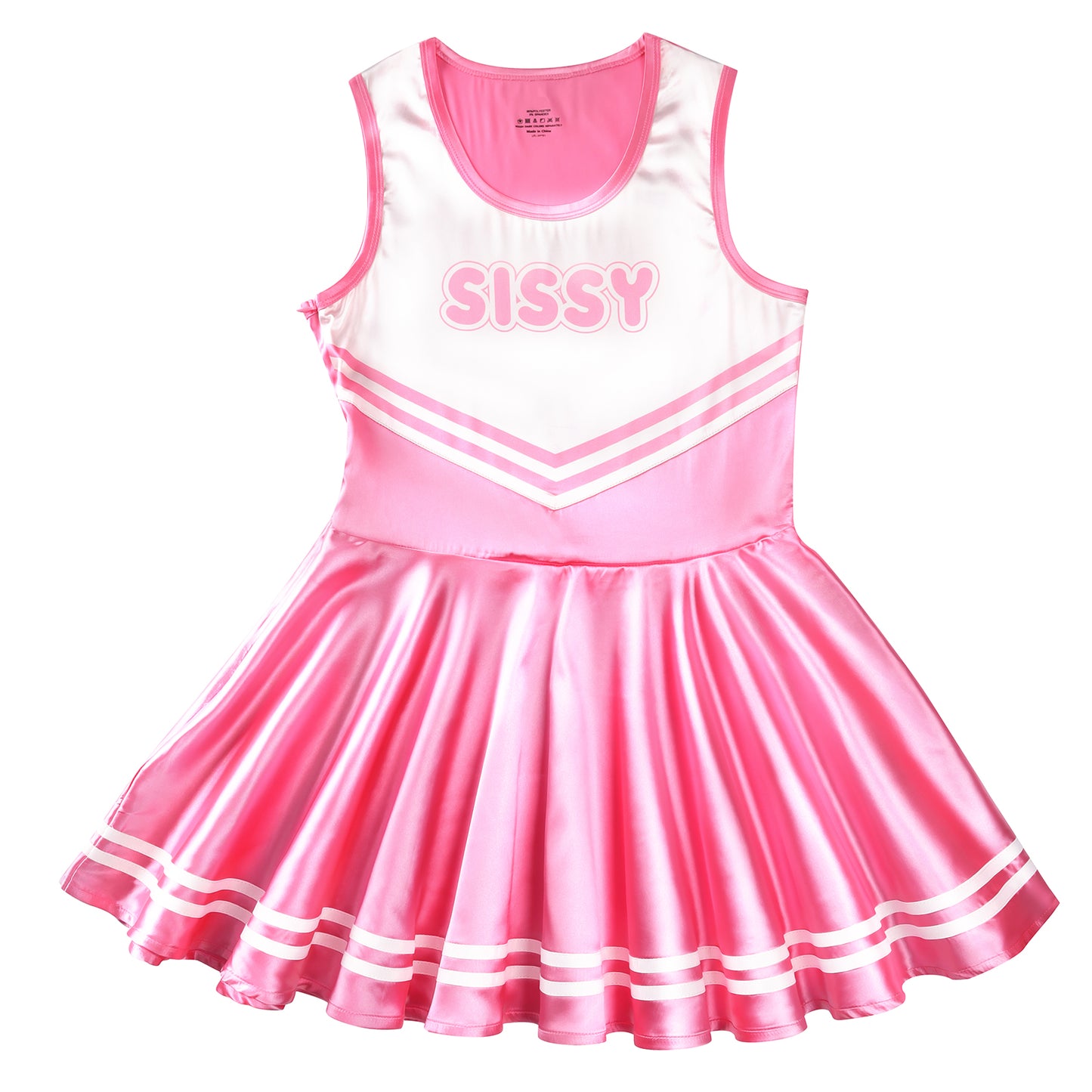 LittleForBigユニセックスワンピース シャイニーサテンスカート【チアリーダー・シシー】シルキー袖なしドレス ローズ M339F