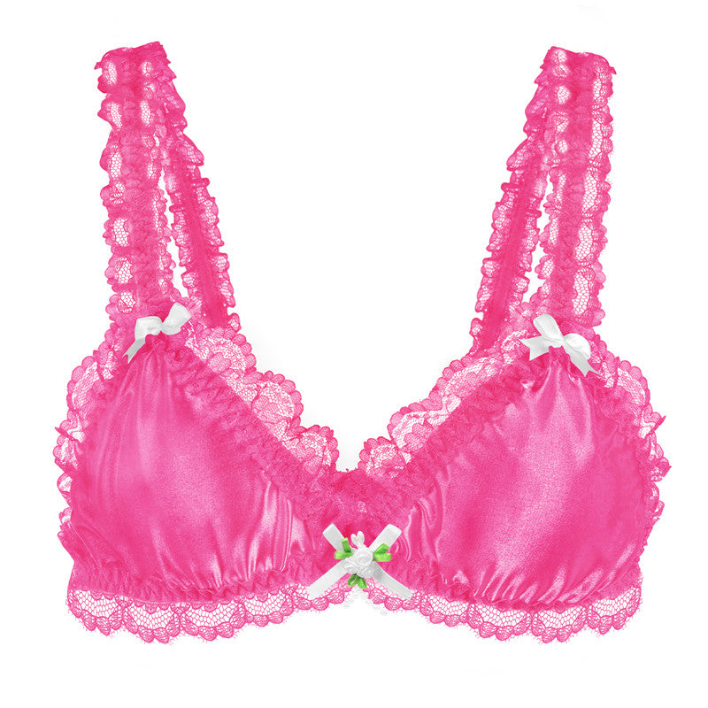 LittleForBigメンズブラレット レースヘム【サテン花】 光沢感あり繻子質感 シルキー ユニセックス ローズ MUB001F