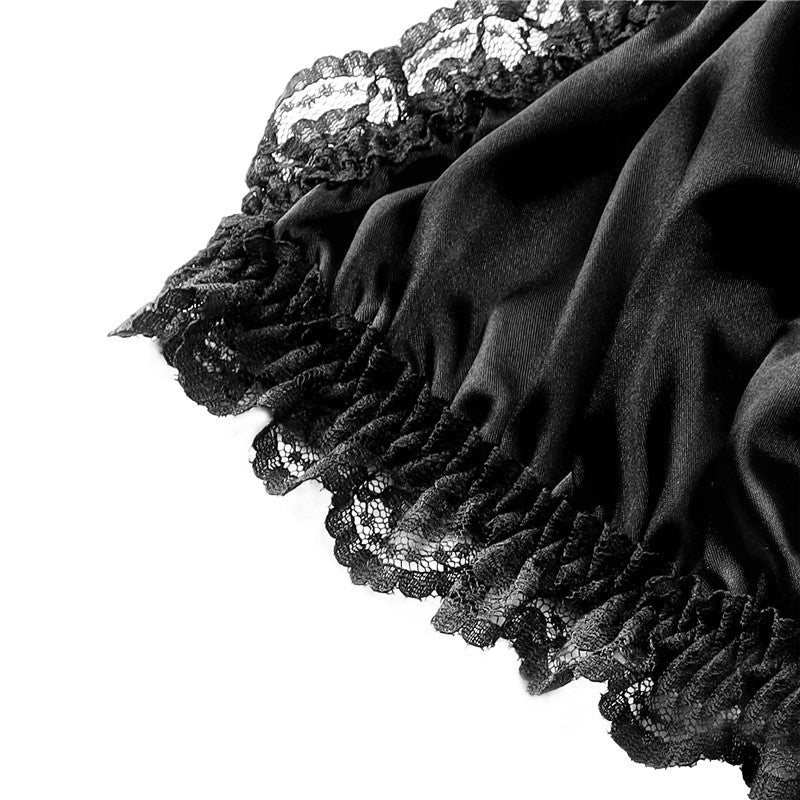 LittleForBigメンズブラレット レースヘム【サテン花】 光沢感あり繻子質感 シルキー ユニセックス 黒 MUB001H