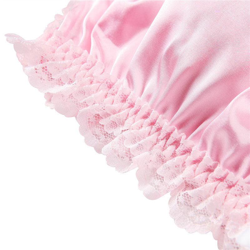 LittleForBigメンズブラレット レースヘム【サテン花】 光沢感あり繻子質感 シルキー ユニセックス ピンク MUB001P