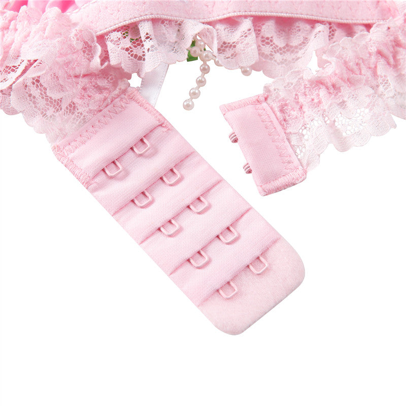 LittleForBigメンズブラレット レースヘム【サテン花】 光沢感あり繻子質感 シルキー ユニセックス ピンク MUB001P