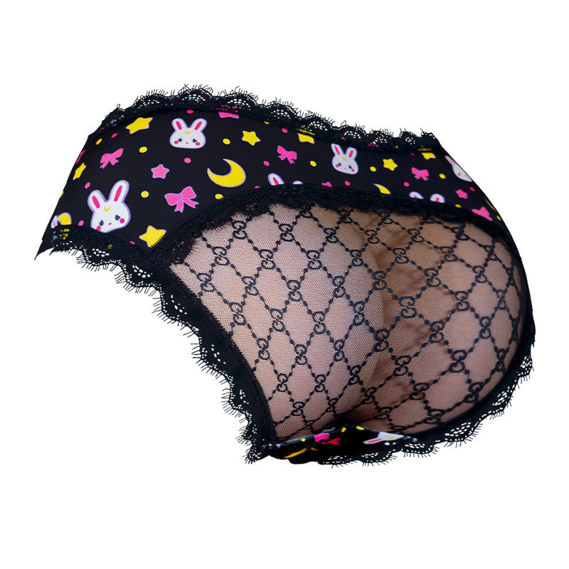 LittleForBig メンズ 体型カバーパンティー 可愛い 【うさぎ月】 メッシュ パンティー ブリーフ MUP513H