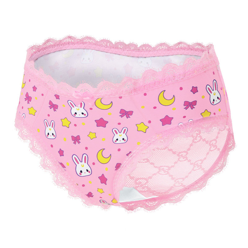 LittleForBigメンズ パンティー 体型カバー 可愛い 【うさぎ月】 背面のカットアウトメッシュデザイン ピンク MUP513P