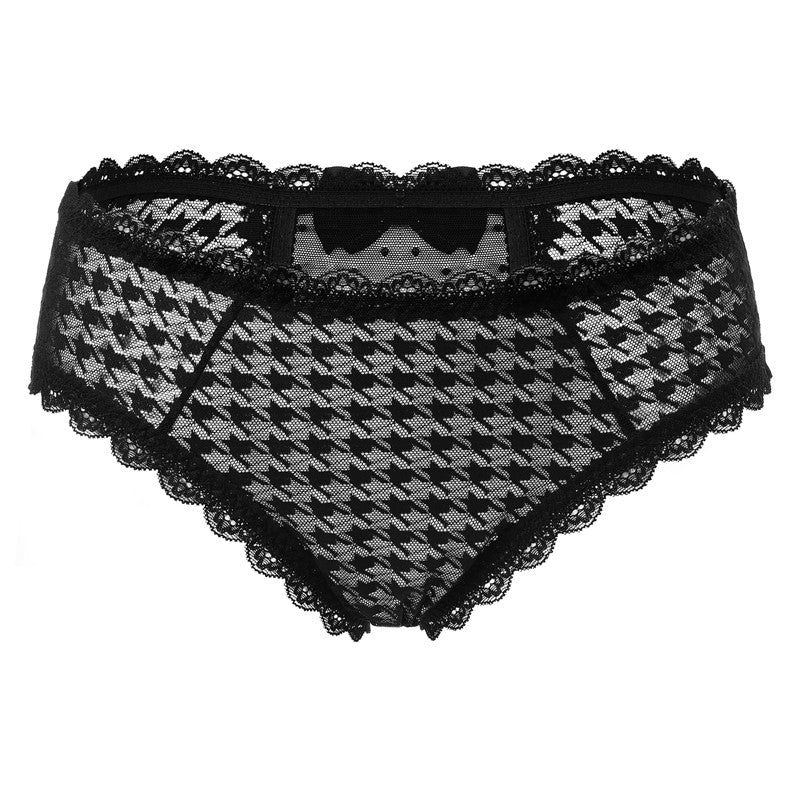 LittleForBig メンズ 体型カバーパンティー リボン飾り 【千鳥格子柄】 メッシュ パンティー 黒 MUP514H