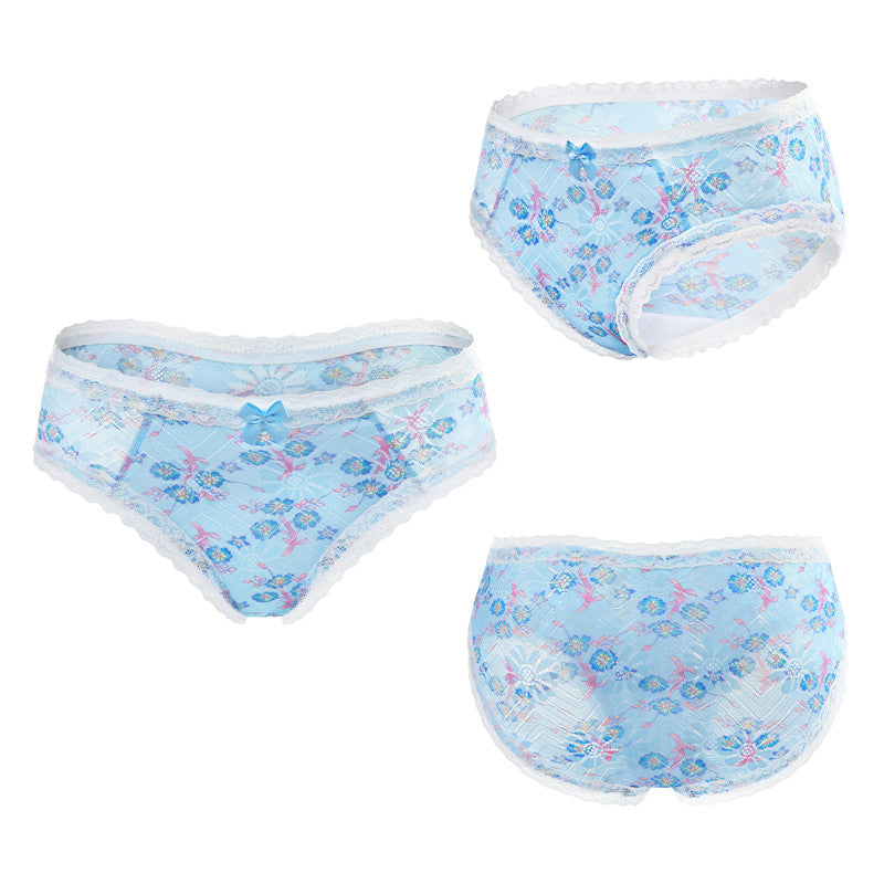 LittleForBigメンズ パンティー 体型カバー 咲き誇る花【田舎風】メッシュ パンティー ブリーフ ブルー MUP517B