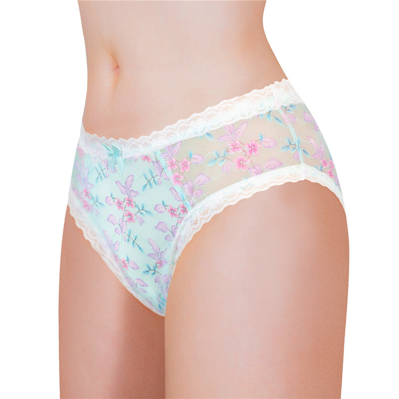 LittleForBigメンズ パンティー 体型カバー 咲き誇る花【田舎風】メッシュ パンティー ブリーフ 緑 MUP517V