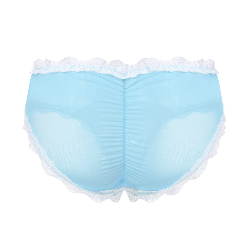 LittleForBig メンズ 体型カバーパンティー 可愛い 【うさぎ月】 メッシュ ブリーフ ブルー MUP518B