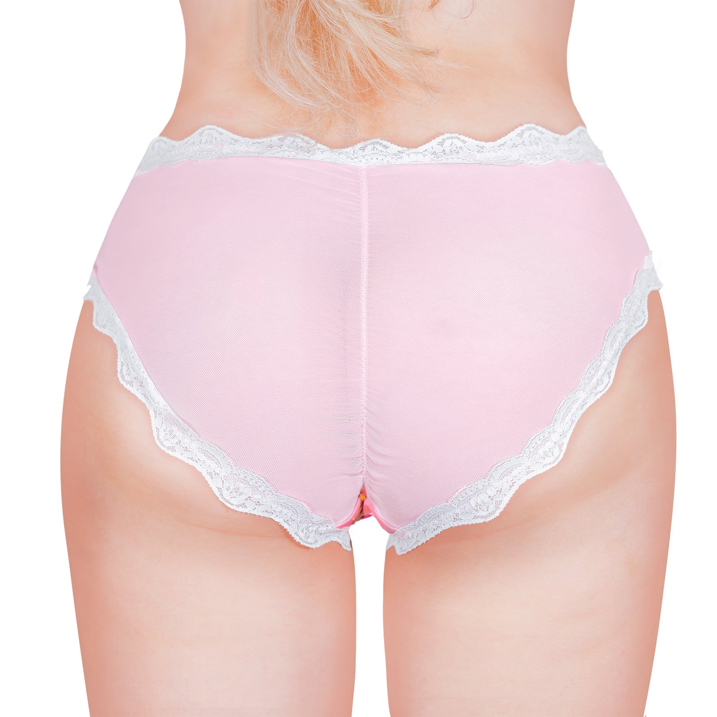 LittleForBig メンズ 体型カバーパンティー 可愛い 【うさぎ月】 メッシュ ブリーフ ピンク MUP518P