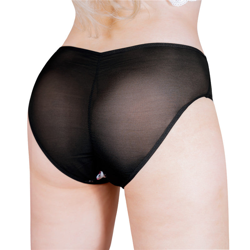 LittleForBigメンズ 体型カバーパンティー【うさぎ月】メッシュ ブリーフ 黒 MUP519H