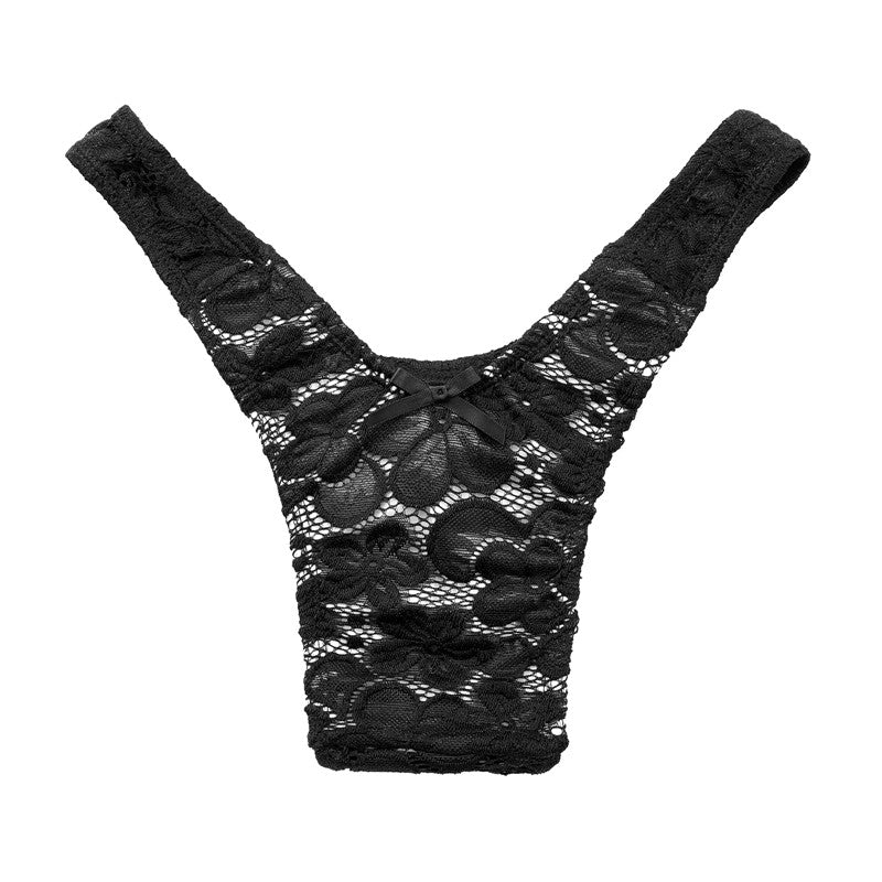 LittleForBig メンズ Tバック ローウェスト 可愛い リボン飾り 【花のような】 メッシュ LB-MUP522