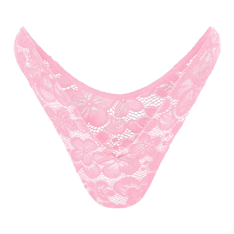 LittleForBig メンズ Tバック ローウェスト 可愛い リボン飾り 【花のような】 メッシュ LB-MUP522