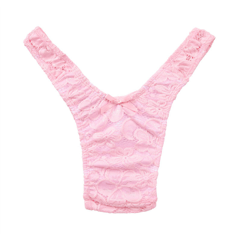 LittleForBig メンズ Tバック ローウェスト 可愛い リボン飾り 【花のような】 メッシュ LB-MUP522