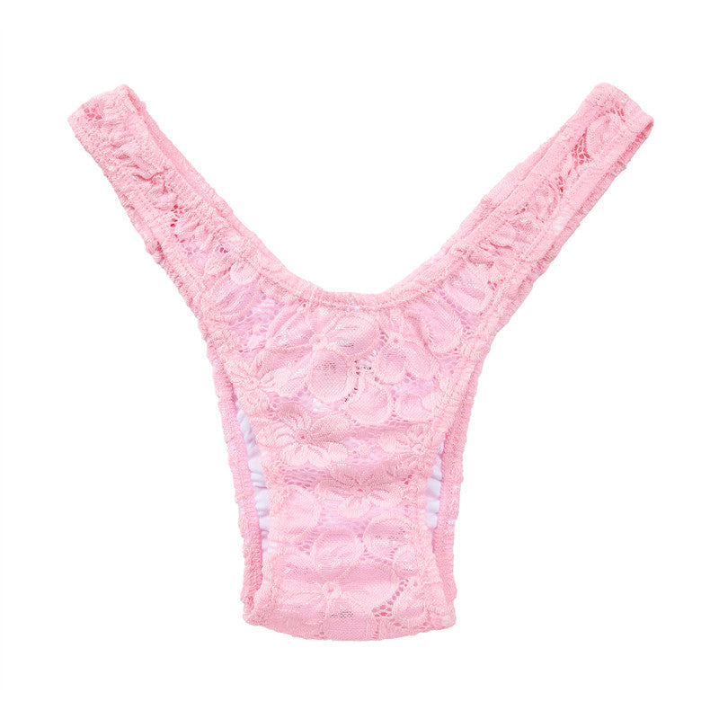 LittleForBig メンズ Tバック ローウェスト 可愛い リボン飾り 【花のような】 メッシュ LB-MUP522