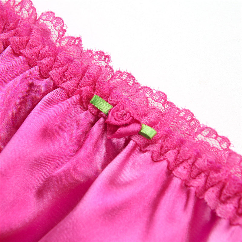 LittleForBigメンズショーツ 下着インナーウェア レースヘム【サテン花】光沢感あり繻子質感 シルキー ユニセックス ピンク MUP533F