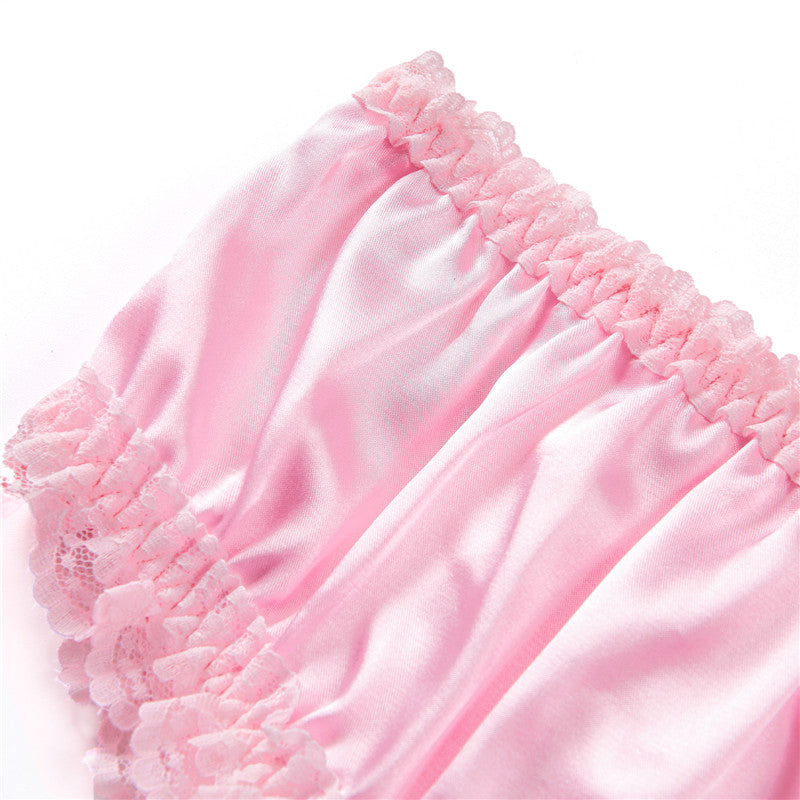 LittleForBigメンズショーツ 下着インナーウェア レースヘム【サテン花】光沢感あり繻子質感 シルキー ユニセックス ローズ MUP533P