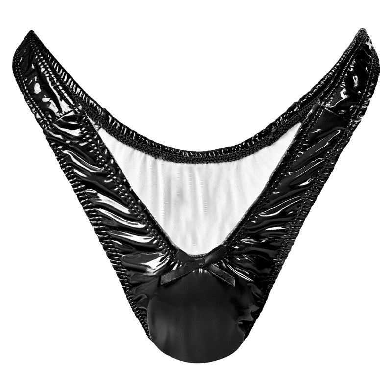 LittleForBigメンズショーツ シークレットTバック ミラーフェイクレザー スムース ブラック MUP534H