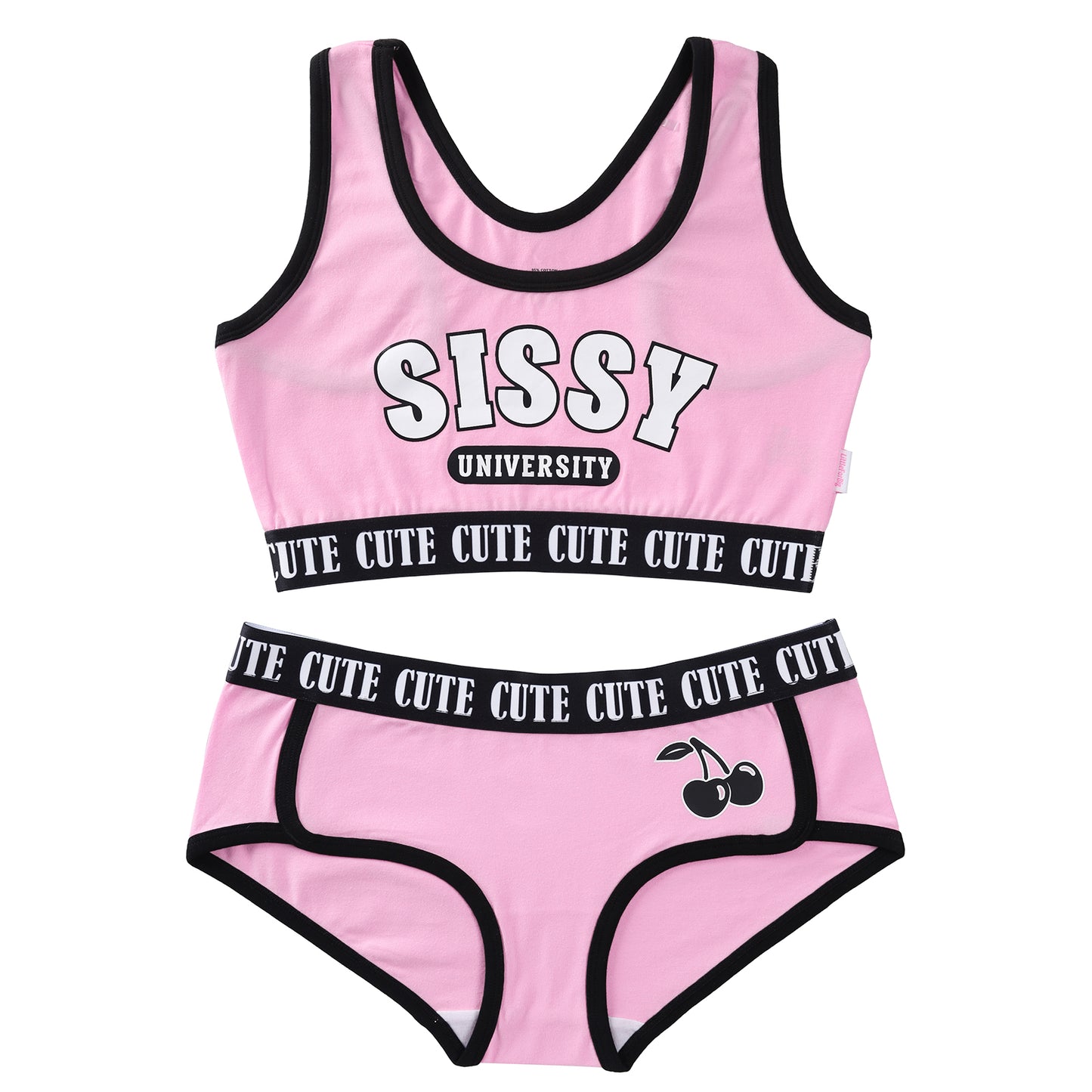 LittleForBigユニセックス ブラレット2点セット【シシー女子会】 綿キャミソールとパンティー ピンク MUT259P