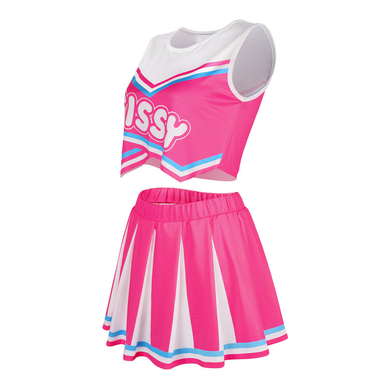 LittleForBigユニセックス クロップトップとスカート2点セット【応援チアリーダー】 袖なしトップス 不規則の裾のライン ローズ MUT262F
